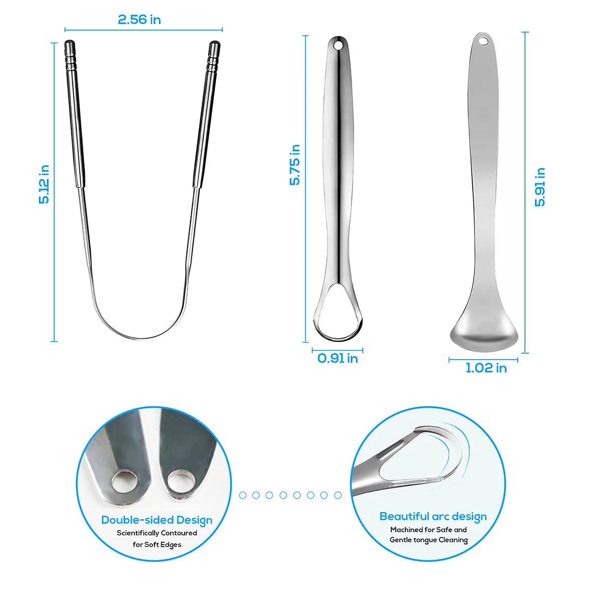 Stainless Steel Tongue Scrapers Tongues Cleaner for Adults Kids Portable Tongue Coating Remove Brush Personal Oral Hygiene Care