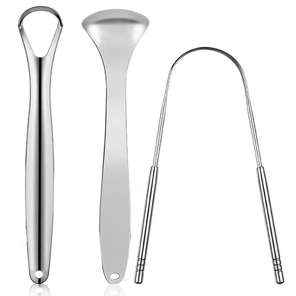 Stainless Steel Tongue Scrapers Tongues Cleaner for Adults Kids Portable Tongue Coating Remove Brush Personal Oral Hygiene Care